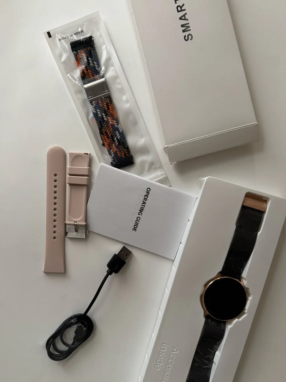 Rose Gold Case Black Mesh Band Smartwatch